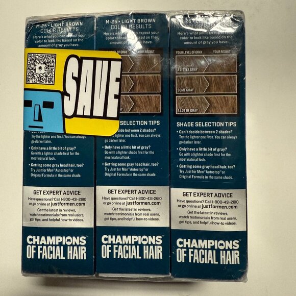 Just For Men Mustache & Beard Brush-In Color Gel M-25 Light Brown 3Pk - Picture 11 of 12